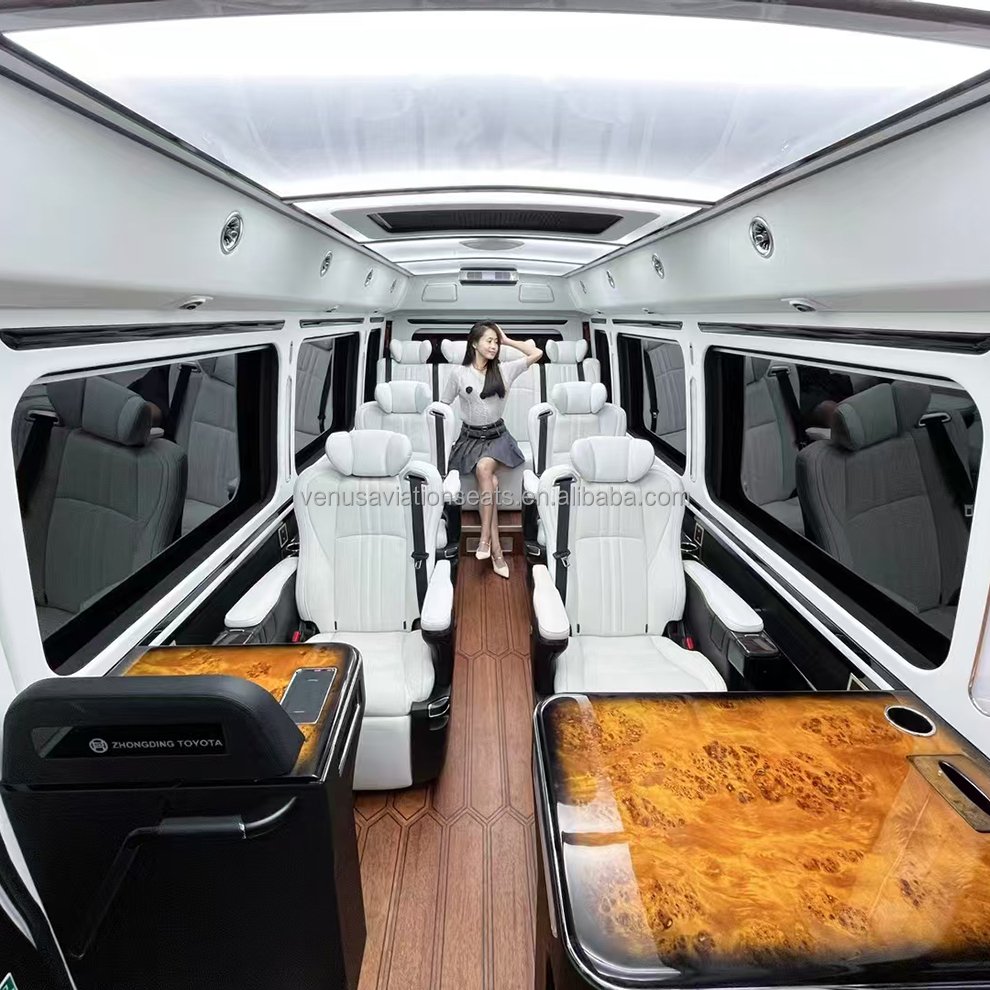 Electric Heating Massage Swivel Reclining Luxury Leather Van Car Seat for Modification MPV Van Minibus LM 300 Alphard Vellfire